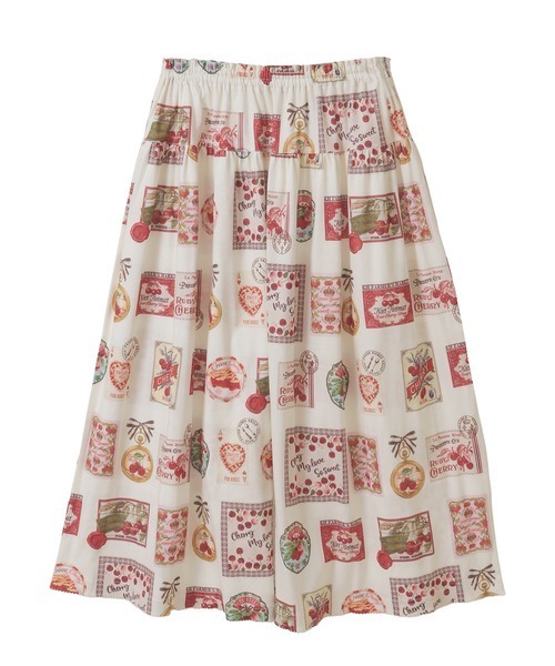 ピンクハウス　ストロベリー柄　ミディ丈スカート PINK HOUSE（ピンクハウス）の「メリーストロベリースカート