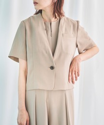 Sirin グレー ノーカラージャケットとスラックスセット アウトレット】セオα シャークグレー ノーカラージャケット