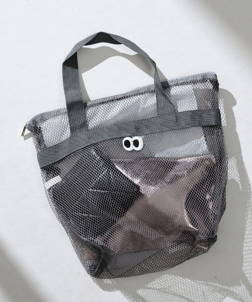 ZAKKA-BOX（ザッカボックス）の「きょろきょろメッシュバッグ（トートバッグ・レディース・ブラック/グレー・FREE）」の2枚目の写真