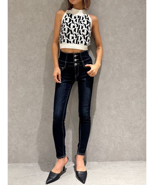 GYDA（ジェイダ）の「【TINY】ハイウエストウエストクロススキニーデニムパンツ（デニムパンツ・レディース・ブラック/ライトブルー/インディゴブルー・SMALL/X-SMALL/MEDIUM）」の13枚目の写真