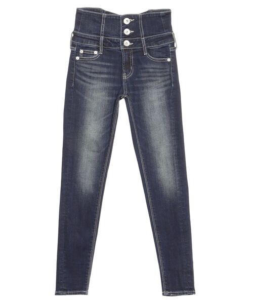 【TINY】ハイウエストウエストクロススキニーデニムパンツ TINY】ハイウエストウエストクロススキニーデニムパンツ[品番