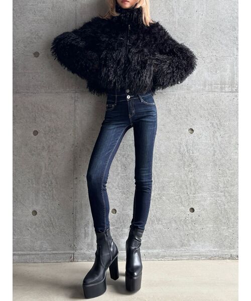 GYDA（ジェイダ）の「【TINY】ハイウエストウエストクロススキニーデニムパンツ（デニムパンツ・レディース・ブラック/ライトブルー/インディゴブルー・SMALL/X-SMALL/MEDIUM）」の19枚目の写真