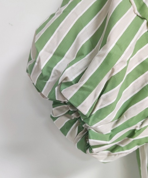 ONEP STAR(ワンピスター)の「ストライプ半袖シャツ(シャツ/ブラウス・レディース・ブラック/グリーン・MEDIUM/LARGE/X-LARGE)」の12枚目の写真