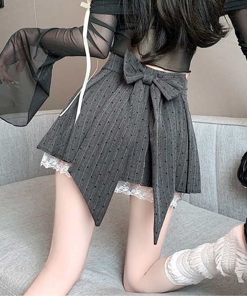 CHUL（チュル）の「裾レースドット柄タックミニスカート（スカート・レディース・ブラック/グレー・SMALL/MEDIUM/LARGE/X-LARGE）」の8枚目の写真