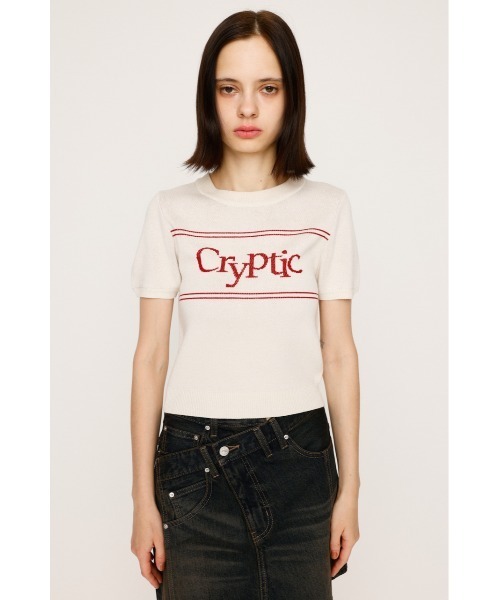 SLY（スライ）の「LOGO JQ SHORT SLEEVE TOPS ロゴ ジャガード ショートスリーブ トップス 秋服 半袖 サマーニット（ニット/セーター・レディース・アイボリー/ブラック/ブルー系その他/ブラウン・FREE）」の7枚目の写真