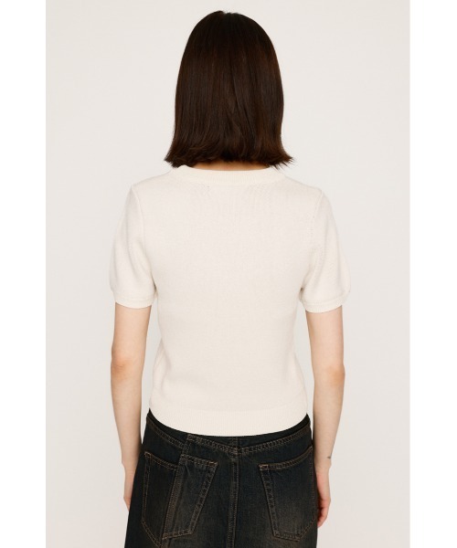 SLY（スライ）の「LOGO JQ SHORT SLEEVE TOPS ロゴ ジャガード ショートスリーブ トップス 秋服 半袖 サマーニット（ニット/セーター・レディース・アイボリー/ブラック/ブルー系その他/ブラウン・FREE）」の9枚目の写真