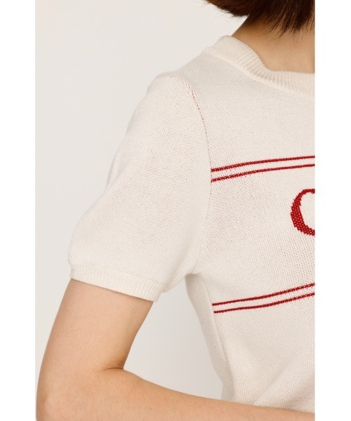 SLY（スライ）の「LOGO JQ SHORT SLEEVE TOPS ロゴ ジャガード ショートスリーブ トップス 秋服 半袖 サマーニット（ニット/セーター・レディース・アイボリー/ブラック/ブルー系その他/ブラウン・FREE）」の11枚目の写真