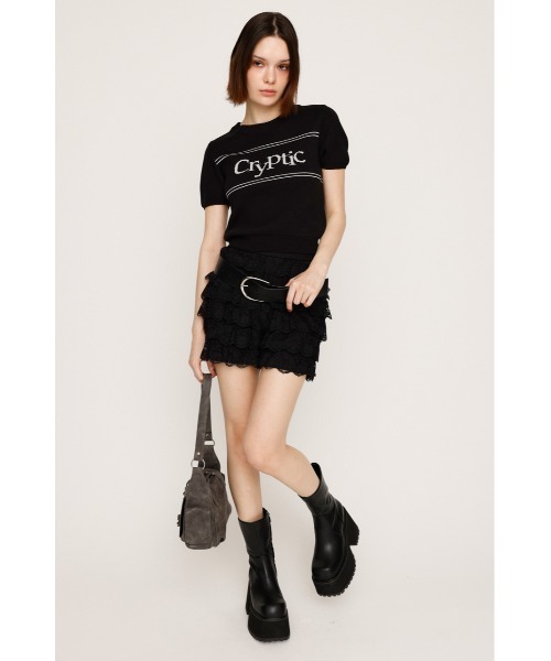 SLY（スライ）の「LOGO JQ SHORT SLEEVE TOPS ロゴ ジャガード ショートスリーブ トップス 秋服 半袖 サマーニット（ニット/セーター・レディース・アイボリー/ブラック/ブルー系その他/ブラウン・FREE）」の13枚目の写真