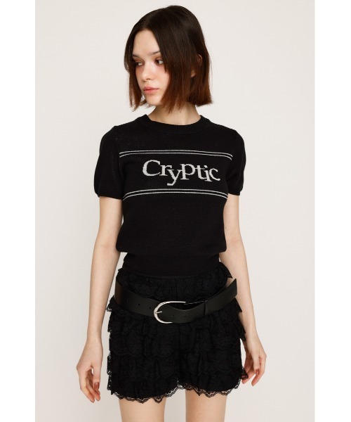 SLY（スライ）の「LOGO JQ SHORT SLEEVE TOPS ロゴ ジャガード ショートスリーブ トップス 秋服 半袖 サマーニット（ニット/セーター・レディース・アイボリー/ブラック/ブルー系その他/ブラウン・FREE）」の12枚目の写真