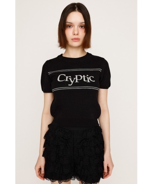 SLY（スライ）の「LOGO JQ SHORT SLEEVE TOPS ロゴ ジャガード ショートスリーブ トップス 秋服 半袖 サマーニット（ニット/セーター・レディース・アイボリー/ブラック/ブルー系その他/ブラウン・FREE）」の14枚目の写真