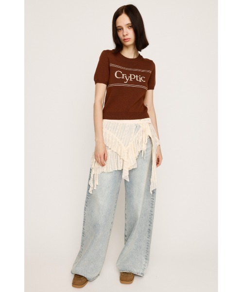 SLY（スライ）の「LOGO JQ SHORT SLEEVE TOPS ロゴ ジャガード ショートスリーブ トップス 秋服 半袖 サマーニット（ニット/セーター・レディース・アイボリー/ブラック/ブルー系その他/ブラウン・FREE）」の16枚目の写真