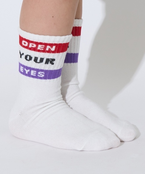 b・ROOM(ビールーム)の「ラインロゴソックス(ソックス/靴下・キッズ・オレンジ/レッド/マスタード/ターコイズブルー/パープル・S/M)」の1枚目の写真