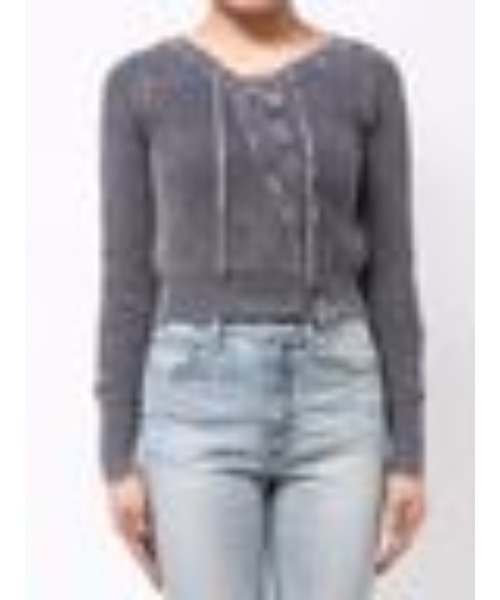 GYDA（ジェイダ）の「レースアップチョーカーニットトップス（ニット/セーター・レディース・ブラック/ネイビー/ブラウン・FREE）」の3枚目の写真