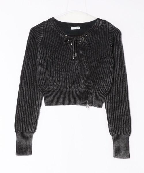 GYDA（ジェイダ）の「レースアップチョーカーニットトップス（ニット/セーター・レディース・ブラック/ネイビー/ブラウン・FREE）」の2枚目の写真