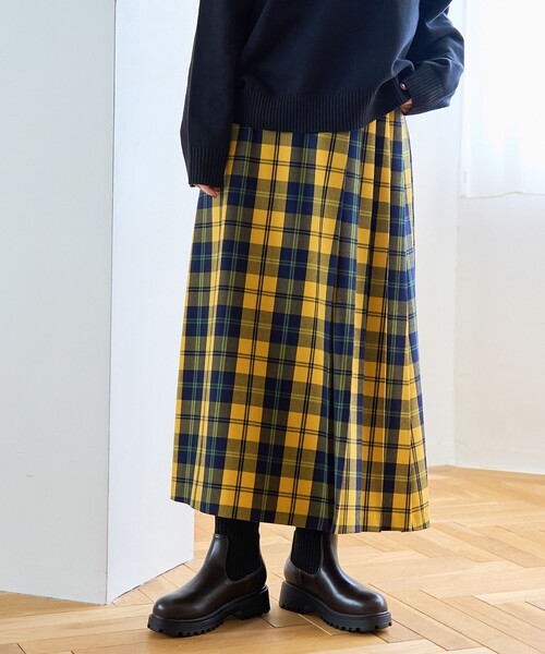 coen（コーエン）の「【昨年大人気】TRチェックプリーツスカート（スカート・レディース・オレンジ/イエロー/コバルトブルー・S/M/L）」の3枚目の写真