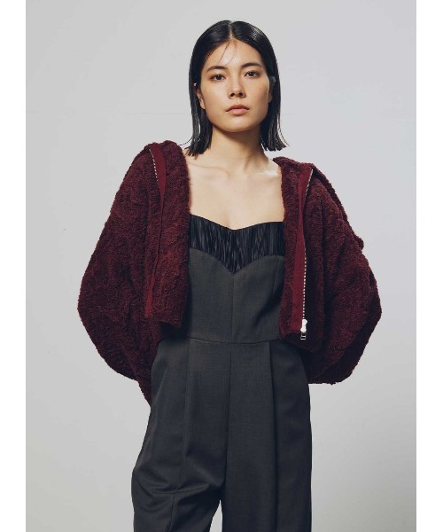 セール】ビッグカラー手編みジップカーディガン（ニット/セーター