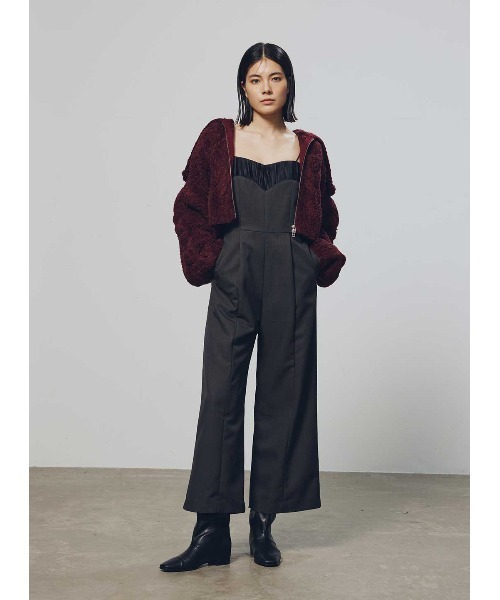 【最終価格】　COEL ビッグカラー　手編み　ジップカーディガン　グレー COEL Online Storeビッグカラー手編みジップカーディガン(F グレー): TOPS