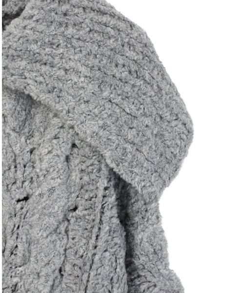 セール】ビッグカラー手編みジップカーディガン（ニット/セーター