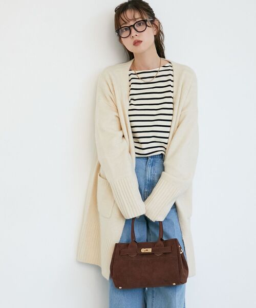 le.coeur blanc（ルクールブラン）の「《WEB限定アイテム》ニュアンスロングカーディガン（カーディガン/ボレロ・レディース・アイボリー/サックスブルー/ライトグレー/ベージュ/ブラック・38）」の2枚目の写真