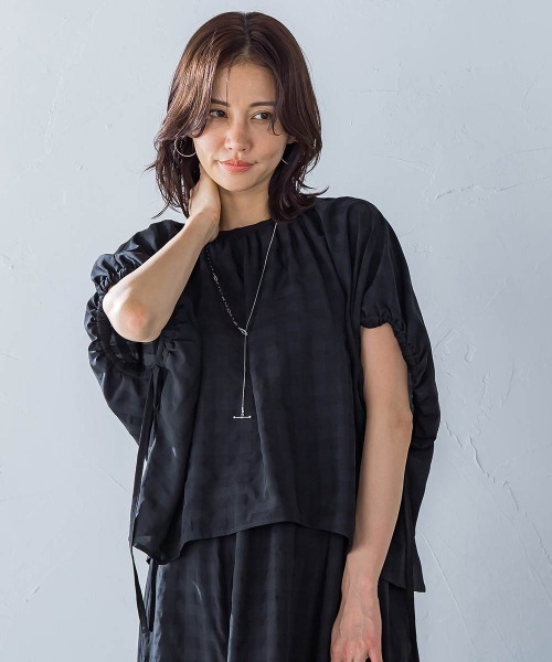 LAUTREAMONT(ロートレアモン)の「ギンガムチェック ブラウス≪セットアップ対応/手洗い可能≫(シャツ/ブラウス・レディース・ブラック系その他/ブラウン系その他・9号)」の14枚目の写真