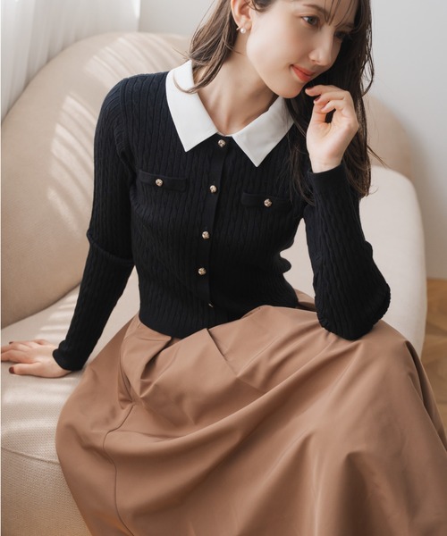 MISCH MASCH（ミッシュマッシュ）の「タックフレアカラースカート（スカート・レディース・レッド/グリーン/キャメル・M/S）」の6枚目の写真