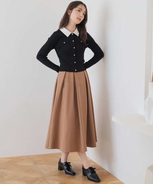 MISCH MASCH（ミッシュマッシュ）の「タックフレアカラースカート（スカート・レディース・レッド/グリーン/キャメル・M/S）」の5枚目の写真