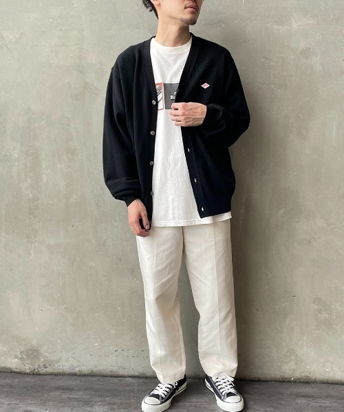 DANTON ダブルクロス Vネック ワッペンロゴ　シャツカーディガン DANTON ダブルクロス Vネック ワッペンロゴ シャツカーディガン