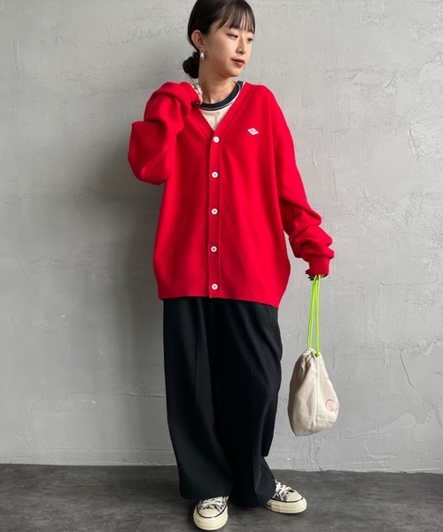 DANTON/ダントン] ワンポイントロゴ Vネックニットカーディガン
