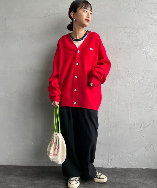DANTON/ダントン] ワンポイントロゴ Vネックニットカーディガン