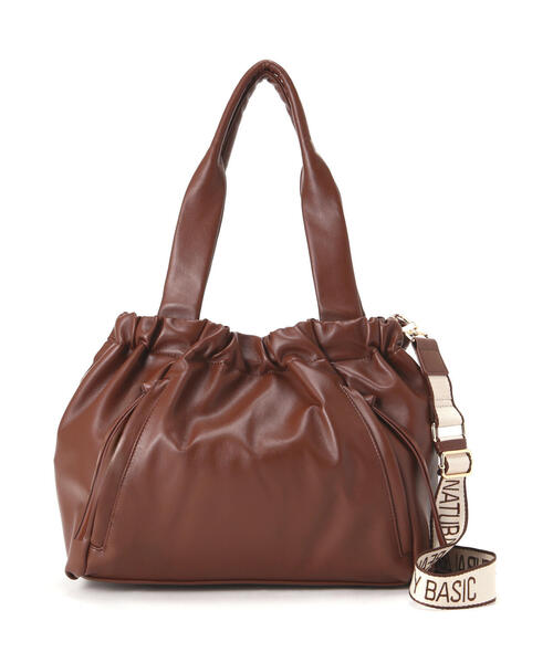 NATURAL BEAUTY BASIC(ナチュラルビューティーベーシック)の「◇ギャザリングフェイクレザー2wayトートバッグ(トートバッグ・レディース・ブラック/キャメル・フリ-)」の13枚目の写真