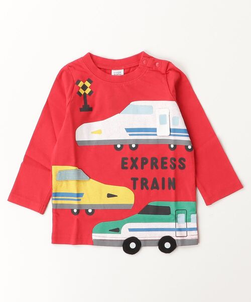 CHEEK ROOM（チークルーム）の「CHEEK ROOM/チークルーム 新幹線　ロングＴシャツ（Tシャツ/カットソー・キッズ・ブルー/アイボリー/レッド・80ｃｍ/90cm/100cm/110cm/120cm/130cm）」の3枚目の写真