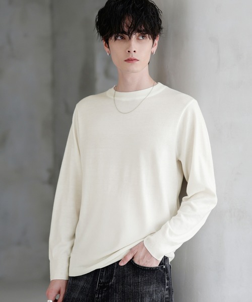 ウォッシャブル/抗ピリング 14Gシープカシミヤタッチクルーネック