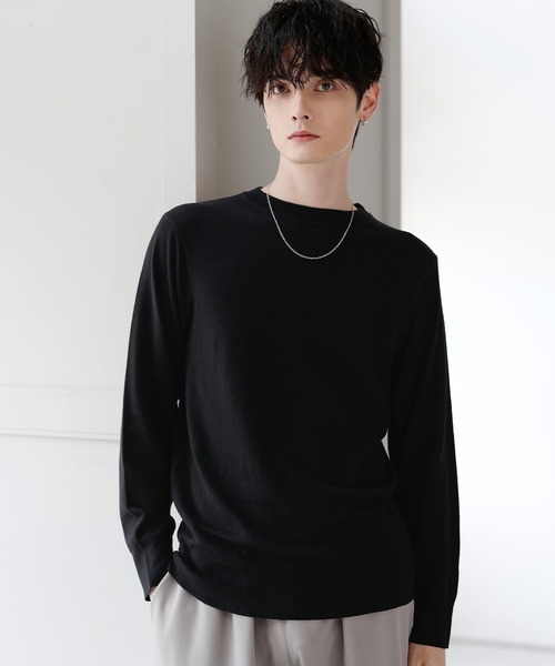 ウォッシャブル/抗ピリング 14Gシープカシミヤタッチクルーネック