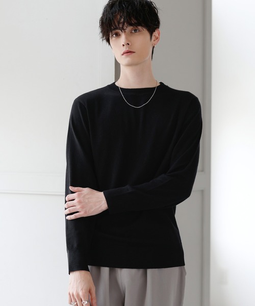 ウォッシャブル/抗ピリング 14Gシープカシミヤタッチクルーネック