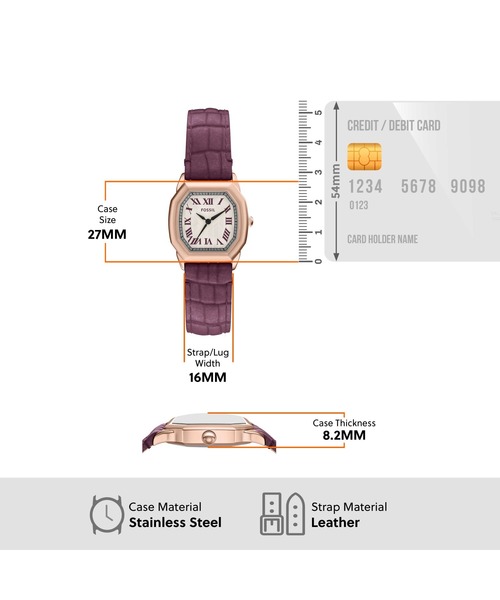 FOSSIL(フォッシル)の「フォッシル 腕時計 レディース アナログ レザー ES5428(アナログ腕時計・レディース・パープル・FREE)」の6枚目の写真