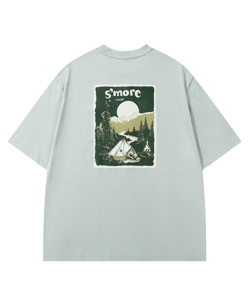 S'more(スモア)の「S'more Solo Camping Bear S/S pt.Tee ソロキャンプの熊プリント半袖Tシャツ (SS)(Tシャツ/カットソー・レディース・ブルー/ホワイト/グリーン・LARGE/X-LARGE/SMALL/MEDIUM)」の3枚目の写真
