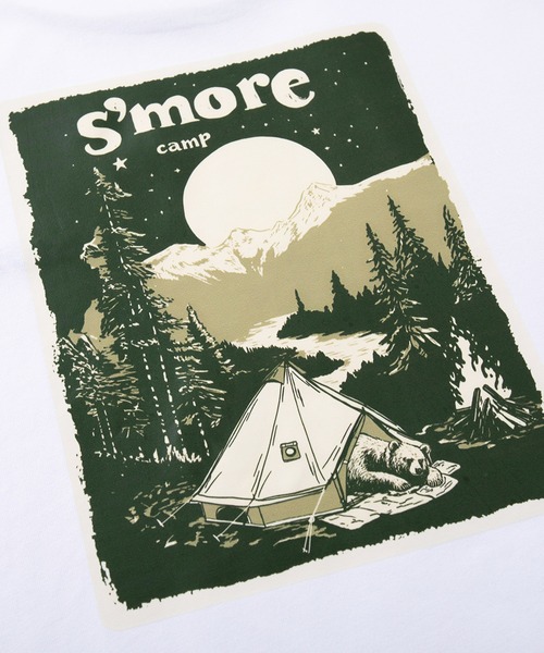 S'more(スモア)の「S'more Solo Camping Bear S/S pt.Tee ソロキャンプの熊プリント半袖Tシャツ (SS)(Tシャツ/カットソー・レディース・ブルー/ホワイト/グリーン・LARGE/X-LARGE/SMALL/MEDIUM)」の4枚目の写真