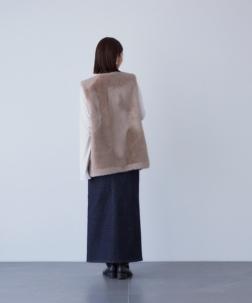 YANUK（ヤヌーク）の「スリットロングスカート（デニムスカート・レディース・インディゴブルー・XS/S/M）」の5枚目の写真