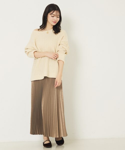 abahouse mavie（アバハウスマヴィ）の「ローゲージ2WAYニット（ニット/セーター・レディース・オフホワイト/ネイビー・フリー）」の3枚目の写真