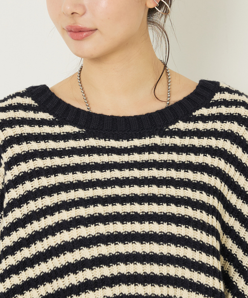 abahouse mavie（アバハウスマヴィ）の「ローゲージ2WAYニット（ニット/セーター・レディース・オフホワイト/ネイビー・フリー）」の17枚目の写真
