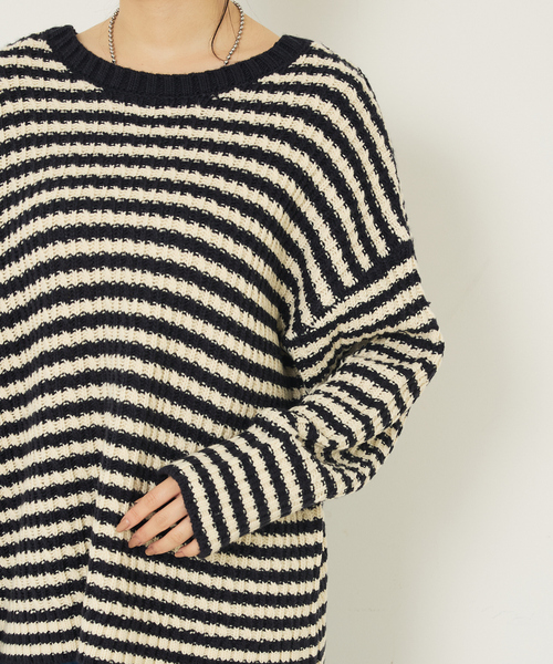 abahouse mavie（アバハウスマヴィ）の「ローゲージ2WAYニット（ニット/セーター・レディース・オフホワイト/ネイビー・フリー）」の18枚目の写真