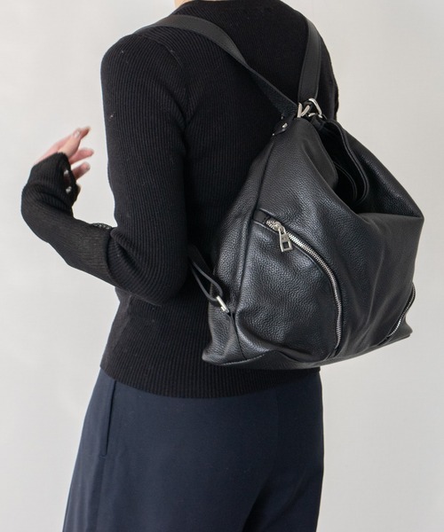 andrea cardone（アンドレアカルドネ）の「【ANDREA CARDONE】シュリンクレザー2WAYバッグ(Q56393)（トートバッグ・レディース・ブラック・ALL）」の9枚目の写真