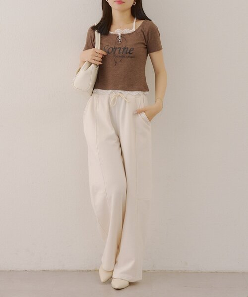 Another Branch olive des olive（アナザーブランチオリーブデオリーブ）の「ハートポケットスウェットバレルパンツ（スウェットパンツ・レディース・ブラック/ピンク/アイボリー/トップグレー・FREE）」の7枚目の写真