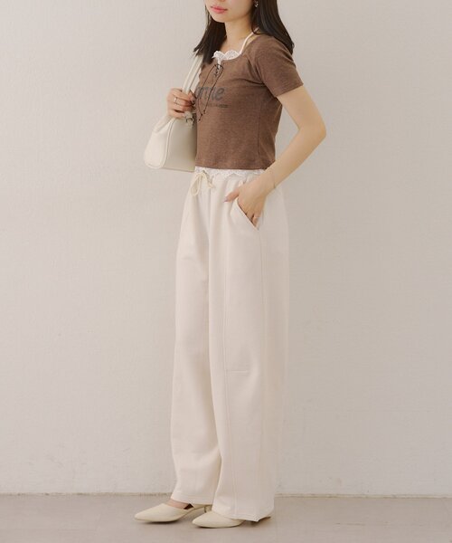 Another Branch olive des olive（アナザーブランチオリーブデオリーブ）の「ハートポケットスウェットバレルパンツ（スウェットパンツ・レディース・ブラック/ピンク/アイボリー/トップグレー・FREE）」の8枚目の写真