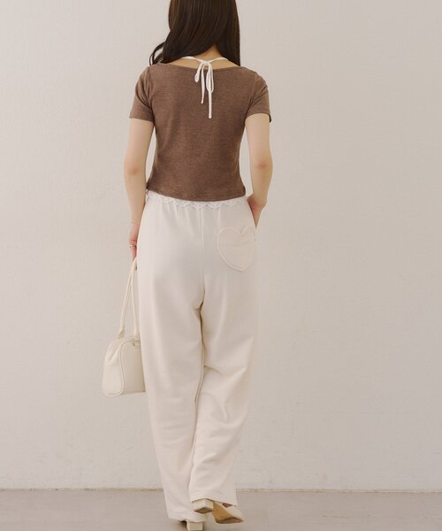 Another Branch olive des olive（アナザーブランチオリーブデオリーブ）の「ハートポケットスウェットバレルパンツ（スウェットパンツ・レディース・ブラック/ピンク/アイボリー/トップグレー・FREE）」の9枚目の写真