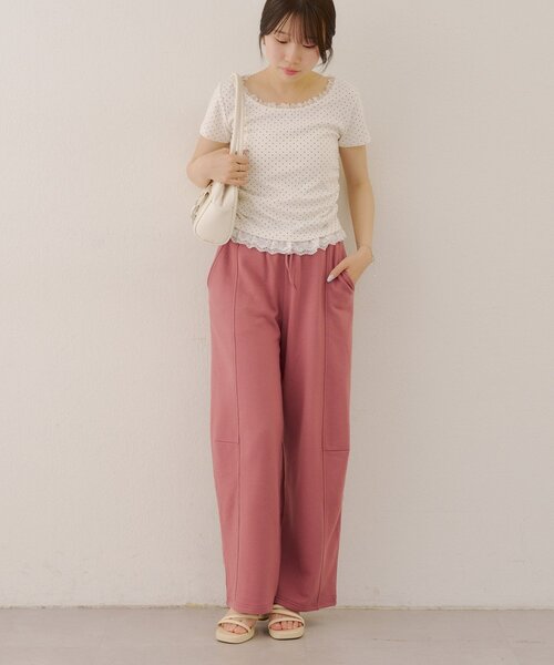 Another Branch olive des olive（アナザーブランチオリーブデオリーブ）の「ハートポケットスウェットバレルパンツ（スウェットパンツ・レディース・ブラック/ピンク/アイボリー/トップグレー・FREE）」の16枚目の写真