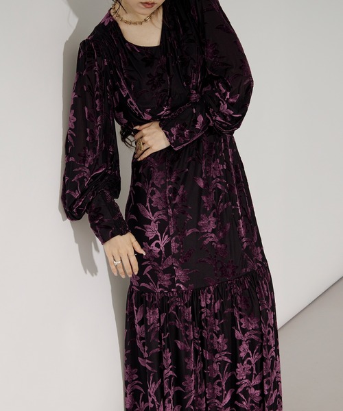 opal velours dress フラワーベロアドレス（ワンピース）｜Ezick
