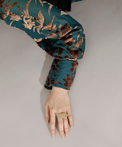 Ezick（エジック）の「opal velours dress フラワーベロアドレス