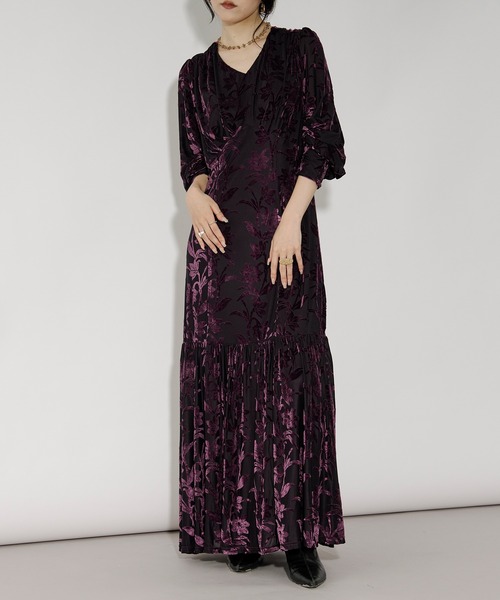 ベロアドレス opal velours dress フラワーベロアドレス（ワンピース）｜Ezick