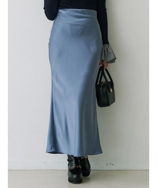 MERCURYDUO（マーキュリーデュオ）の「サテンナロースカート（スカート・レディース・ブルー/ブラウン/ベビーピンク・SMALL/MEDIUM）」の3枚目の写真